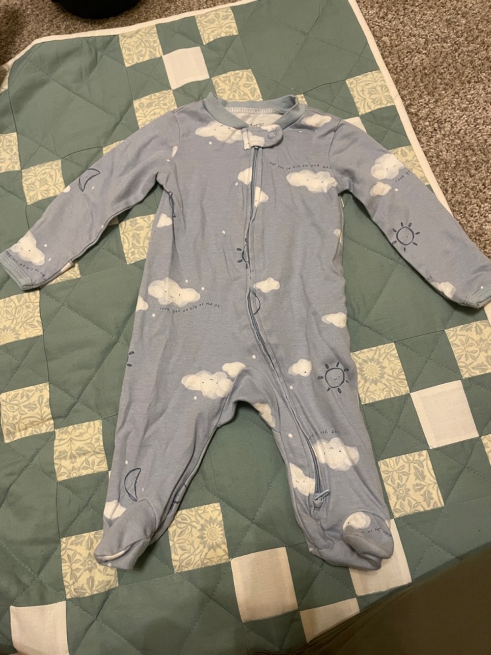 Carter's Light Blue Cloud & Moon Footed One-Piece